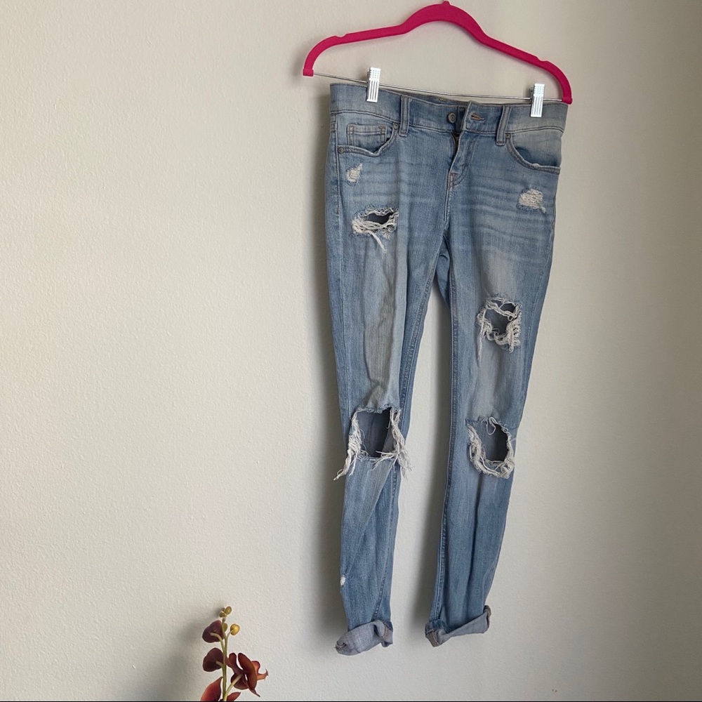Medium Wash Ripped Skinny Boyfriend Jean